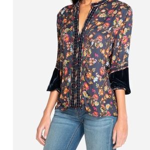 JOHNNY WAS velvet mix effortless Paris blouse